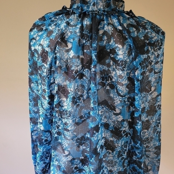 Anthropologie sheer printer peasant blouse size medium. - Picture 2 of 12